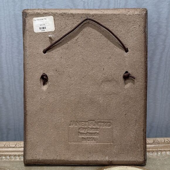 Janet Ontko Handmade Frog Clay Pottery Welcome Sign Tile Artist USA - Picture 4 of 6